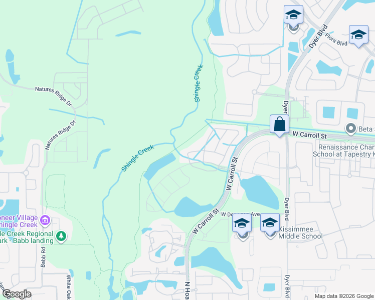 map of restaurants, bars, coffee shops, grocery stores, and more near 3951 Oakville Avenue in Kissimmee