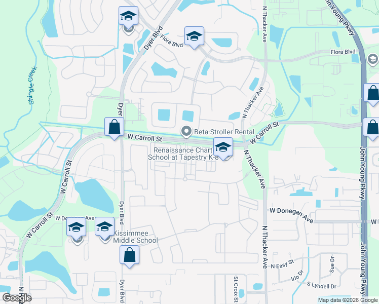 map of restaurants, bars, coffee shops, grocery stores, and more near 2648 Giardino Loop in Kissimmee
