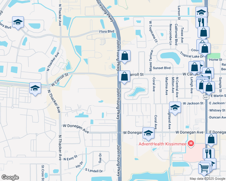 map of restaurants, bars, coffee shops, grocery stores, and more near 2667 Crown Court in Kissimmee