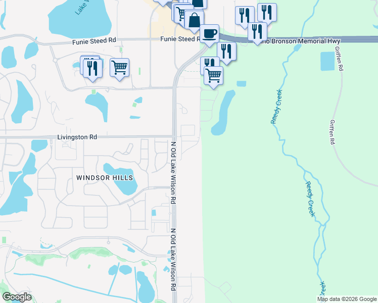 map of restaurants, bars, coffee shops, grocery stores, and more near 2649 Sunrise Shores Drive in Kissimmee