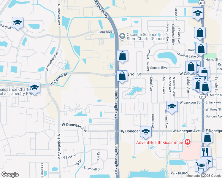 map of restaurants, bars, coffee shops, grocery stores, and more near 2667 Crown Court in Kissimmee