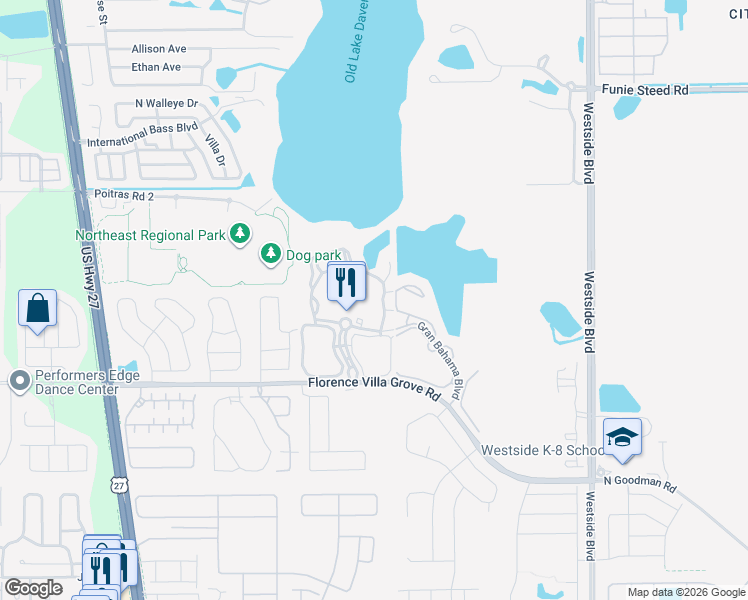 map of restaurants, bars, coffee shops, grocery stores, and more near 1014 Gran Bahama Boulevard in Davenport
