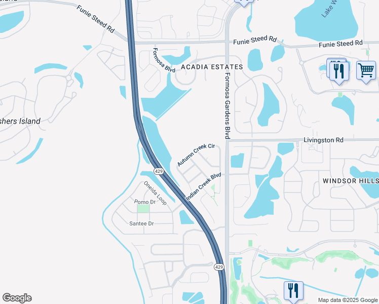 map of restaurants, bars, coffee shops, grocery stores, and more near 2661 Autumn Creek Circle in Kissimmee
