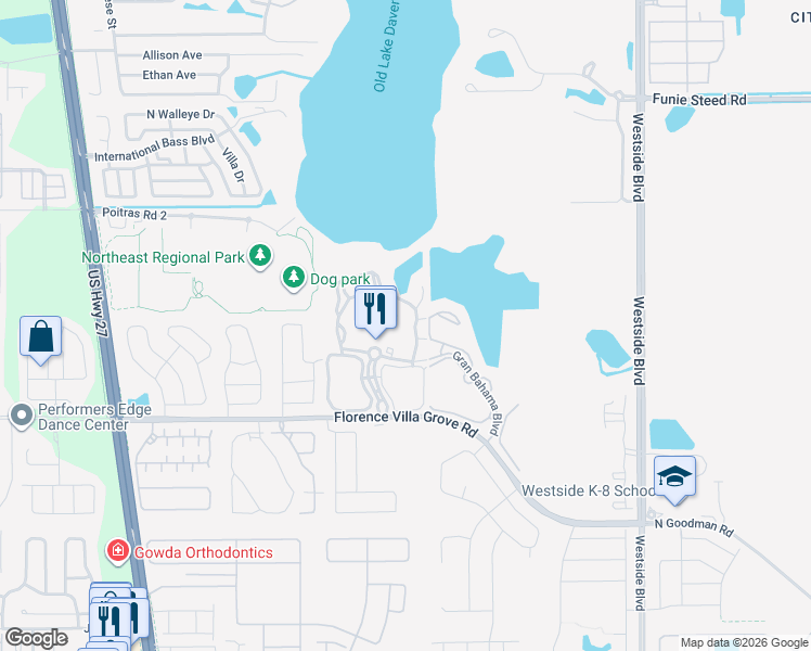map of restaurants, bars, coffee shops, grocery stores, and more near 1014 Gran Bahama Boulevard in Davenport