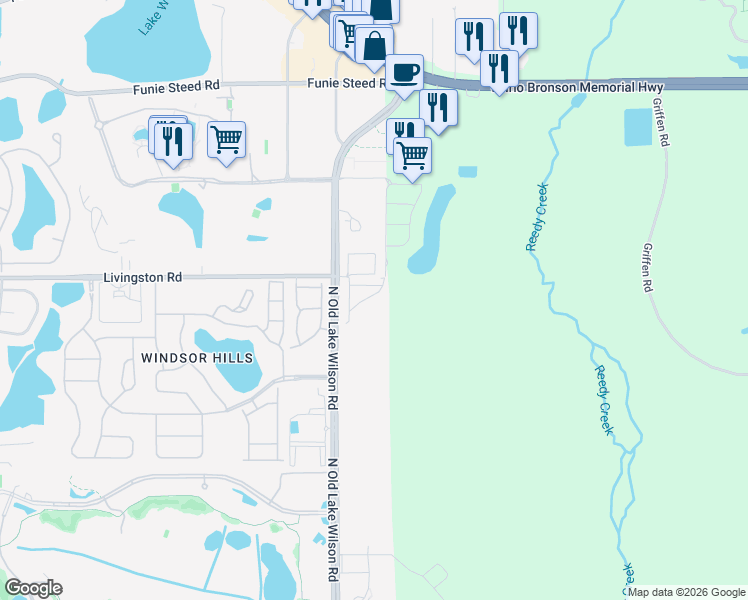 map of restaurants, bars, coffee shops, grocery stores, and more near 2649 Sunrise Shores Drive in Kissimmee