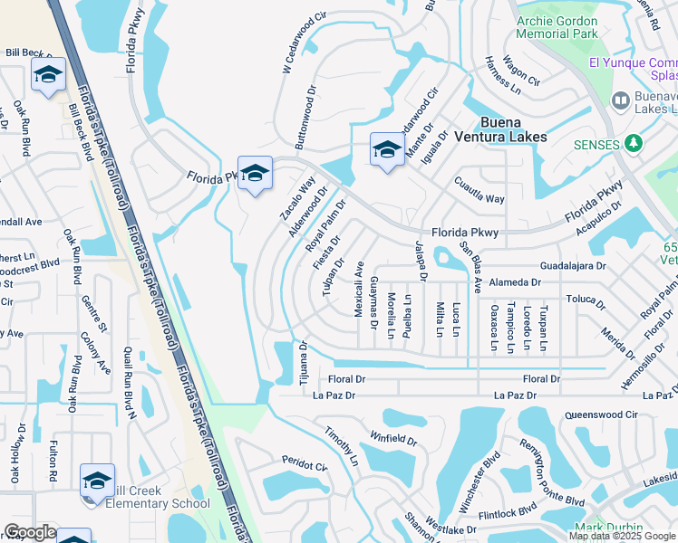 map of restaurants, bars, coffee shops, grocery stores, and more near 139 Tulpan Drive in Kissimmee