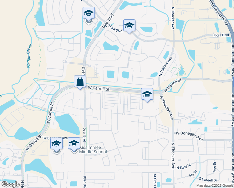 map of restaurants, bars, coffee shops, grocery stores, and more near 2635 Amati Drive in Kissimmee