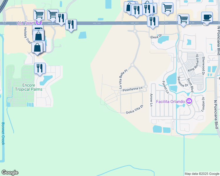 map of restaurants, bars, coffee shops, grocery stores, and more near 5500 W Irlo Bronson Memorial Hwy in Kissimmee