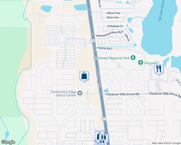 map of restaurants, bars, coffee shops, grocery stores, and more near 506 Cheshire Way in Davenport