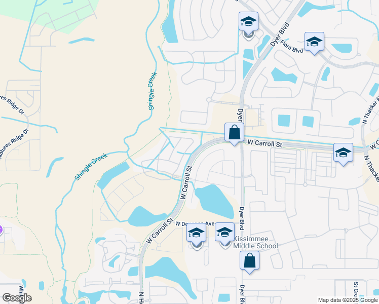 map of restaurants, bars, coffee shops, grocery stores, and more near 2627 Calistoga Avenue in Kissimmee