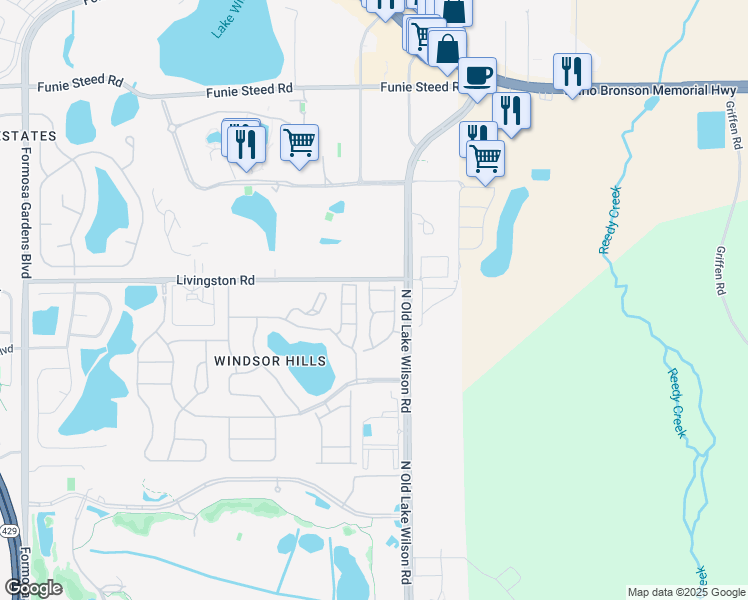 map of restaurants, bars, coffee shops, grocery stores, and more near 2672 Mayaguana Street in Kissimmee