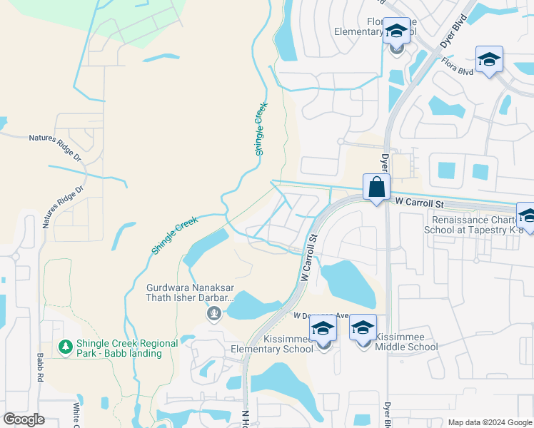 map of restaurants, bars, coffee shops, grocery stores, and more near 2695 Calistoga Avenue in Kissimmee