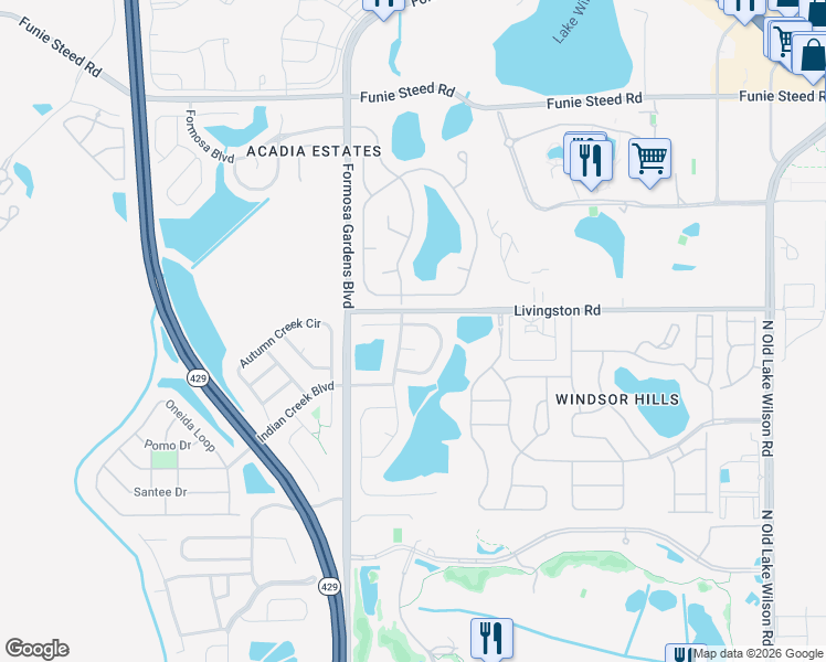 map of restaurants, bars, coffee shops, grocery stores, and more near 7945 Golden Pond Circle in Kissimmee