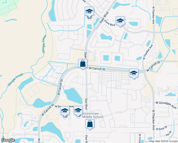 map of restaurants, bars, coffee shops, grocery stores, and more near 2630 Pledge Road in Kissimmee