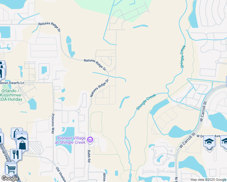map of restaurants, bars, coffee shops, grocery stores, and more near 2485-2999 Babb Road in Kissimmee