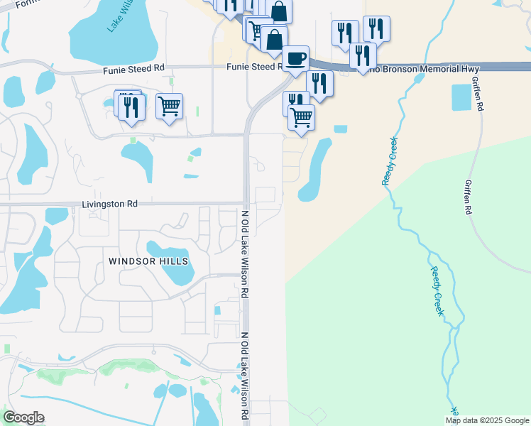 map of restaurants, bars, coffee shops, grocery stores, and more near 2649 Sunrise Shores Drive in Kissimmee