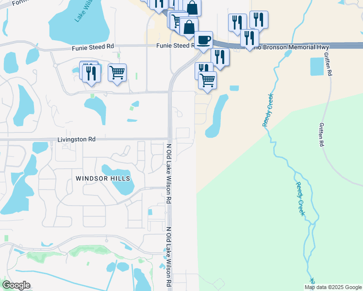 map of restaurants, bars, coffee shops, grocery stores, and more near 2649 Sunrise Shores Drive in Kissimmee