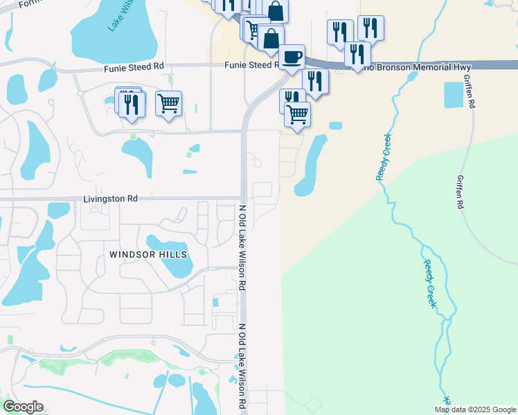 map of restaurants, bars, coffee shops, grocery stores, and more near 2649 Sunrise Shores Drive in Kissimmee