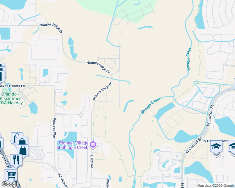 map of restaurants, bars, coffee shops, grocery stores, and more near 2485-2999 Babb Road in Kissimmee