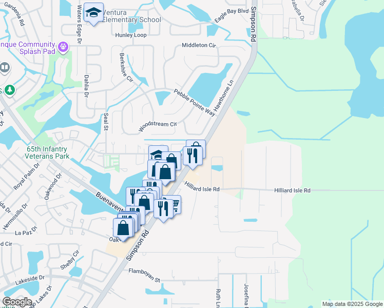map of restaurants, bars, coffee shops, grocery stores, and more near 110 Michelle Lane in Kissimmee