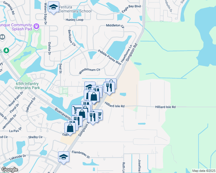 map of restaurants, bars, coffee shops, grocery stores, and more near 110 Michelle Lane in Kissimmee