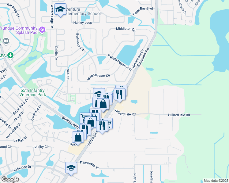 map of restaurants, bars, coffee shops, grocery stores, and more near 136 Knotts Lane in Kissimmee