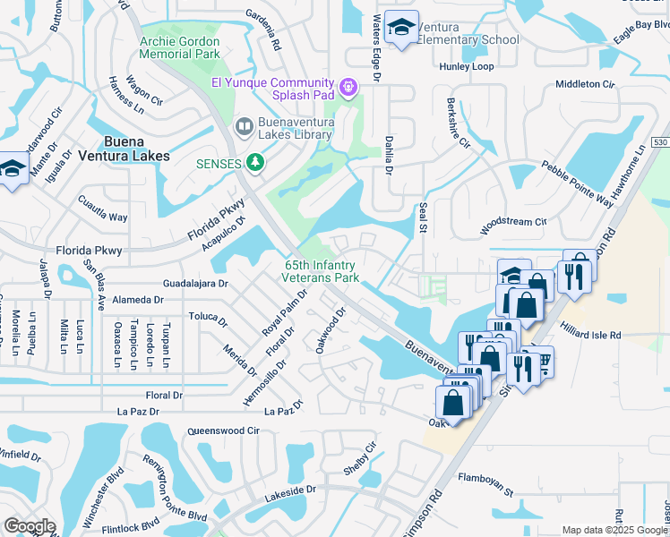 map of restaurants, bars, coffee shops, grocery stores, and more near 29 West Country Cove Way in Kissimmee