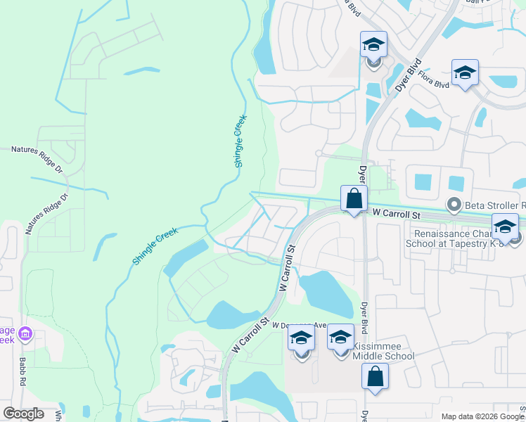 map of restaurants, bars, coffee shops, grocery stores, and more near 2669 Calistoga Avenue in Kissimmee