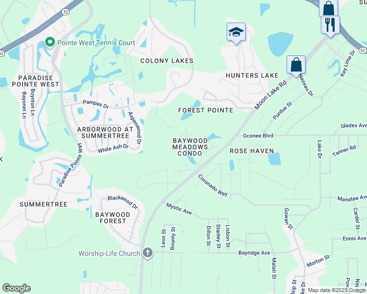 map of restaurants, bars, coffee shops, grocery stores, and more near 12010 Proctor Loop in New Port Richey