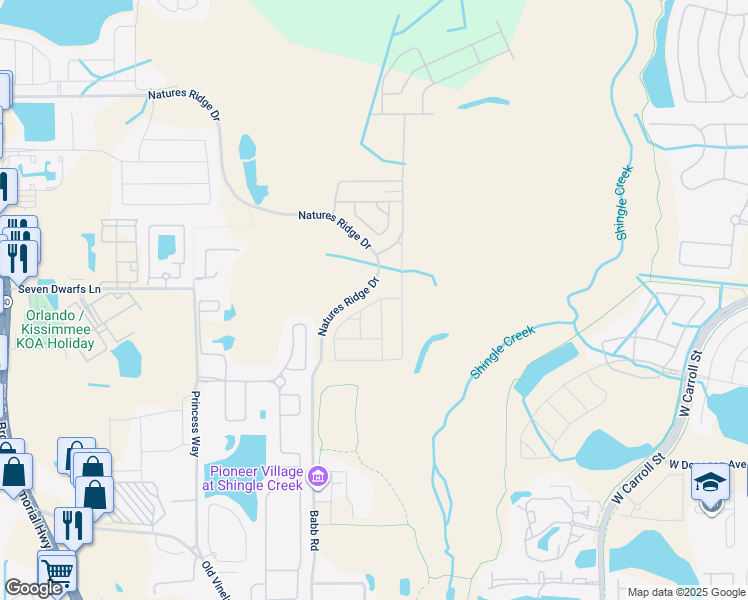 map of restaurants, bars, coffee shops, grocery stores, and more near 2651 Babb Road in Kissimmee