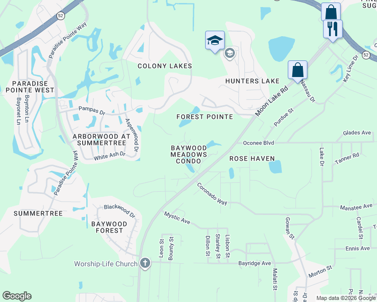map of restaurants, bars, coffee shops, grocery stores, and more near 12011 Proctor Loop in New Port Richey