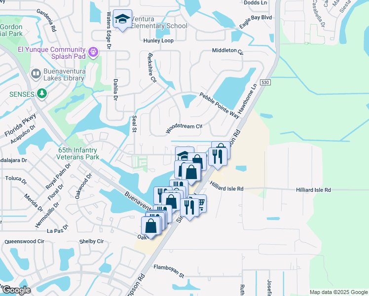 map of restaurants, bars, coffee shops, grocery stores, and more near 157 Ivy Lane in Kissimmee
