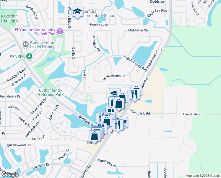 map of restaurants, bars, coffee shops, grocery stores, and more near 157 Ivy Lane in Kissimmee