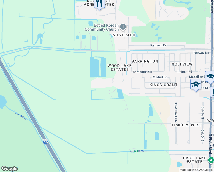 map of restaurants, bars, coffee shops, grocery stores, and more near 1845 Hidden Lake Drive in Rockledge