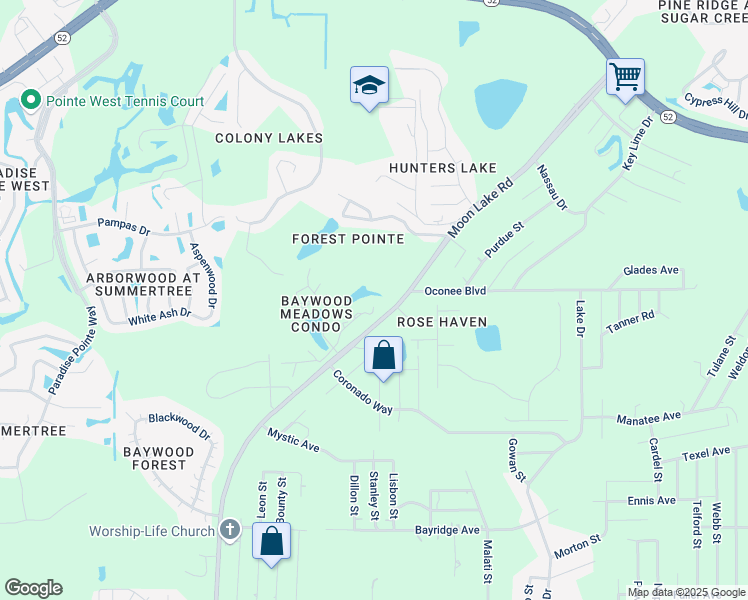 map of restaurants, bars, coffee shops, grocery stores, and more near 12225 Environmental Drive in New Port Richey