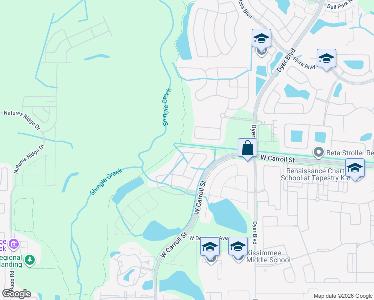 map of restaurants, bars, coffee shops, grocery stores, and more near 2669 Calistoga Avenue in Kissimmee