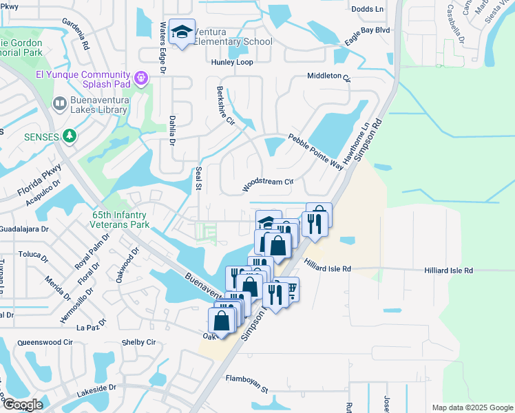 map of restaurants, bars, coffee shops, grocery stores, and more near 157 Ivy Lane in Kissimmee