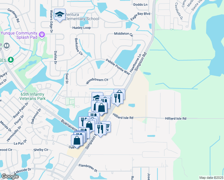 map of restaurants, bars, coffee shops, grocery stores, and more near 136 Knotts Lane in Kissimmee