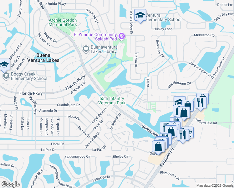 map of restaurants, bars, coffee shops, grocery stores, and more near 29 West Country Cove Way in Kissimmee