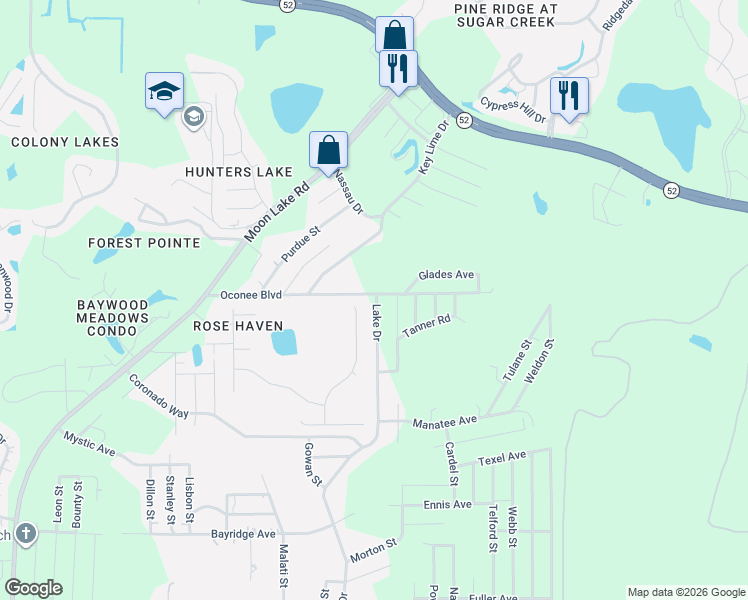 map of restaurants, bars, coffee shops, grocery stores, and more near in Pasco County