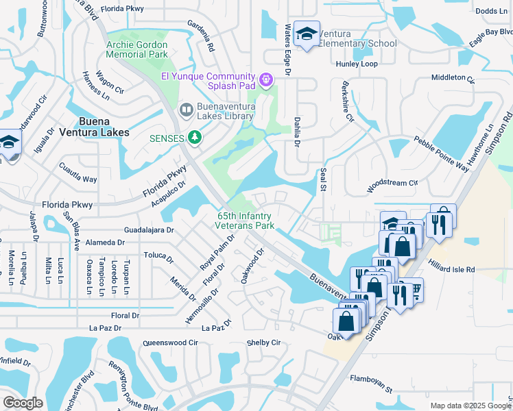 map of restaurants, bars, coffee shops, grocery stores, and more near 29 West Country Cove Way in Kissimmee