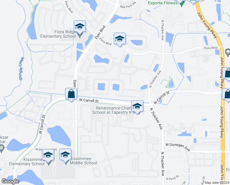 map of restaurants, bars, coffee shops, grocery stores, and more near 2709 Stratham Court in Kissimmee