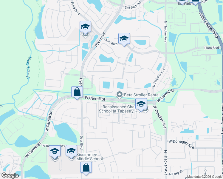 map of restaurants, bars, coffee shops, grocery stores, and more near 2885 Oconnell Drive in Kissimmee