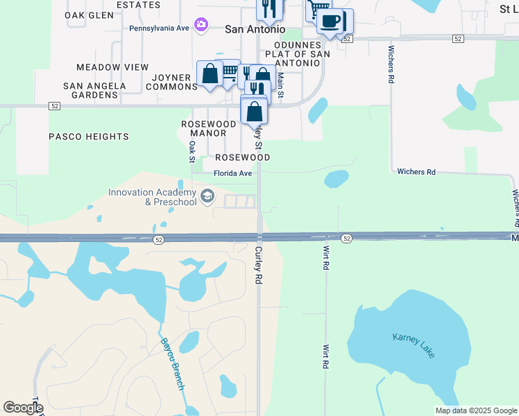 map of restaurants, bars, coffee shops, grocery stores, and more near 11333 Curley Street in San Antonio