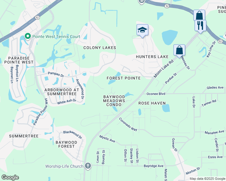 map of restaurants, bars, coffee shops, grocery stores, and more near 12010 Proctor Loop in New Port Richey