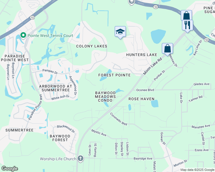 map of restaurants, bars, coffee shops, grocery stores, and more near 12010 Proctor Loop in New Port Richey