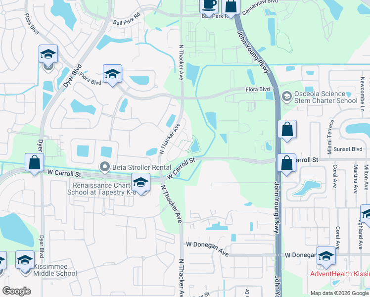 map of restaurants, bars, coffee shops, grocery stores, and more near 2648 Pleasant Cypress Circle in Kissimmee