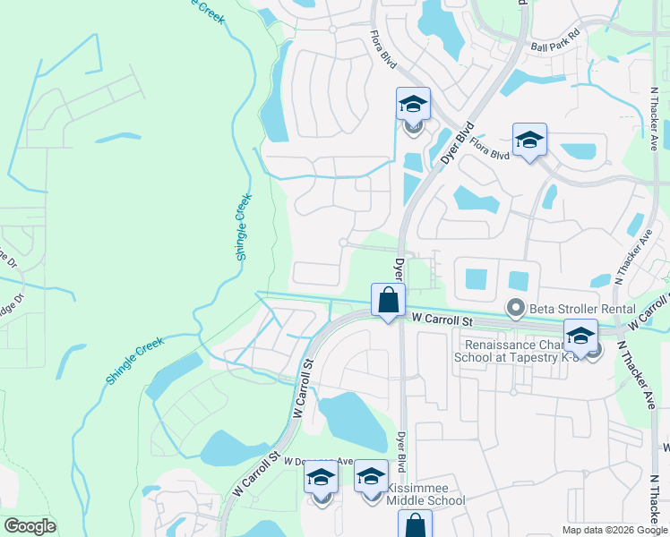 map of restaurants, bars, coffee shops, grocery stores, and more near 2691 San Simeon Way in Kissimmee