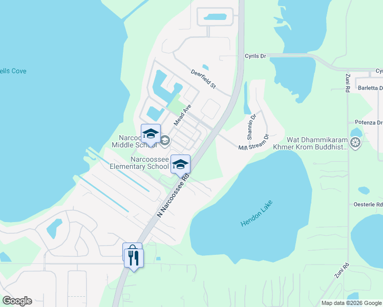 map of restaurants, bars, coffee shops, grocery stores, and more near 5068 Caspian Street in St. Cloud
