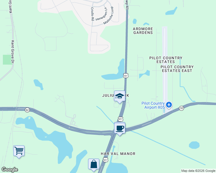 map of restaurants, bars, coffee shops, grocery stores, and more near 18831 Washington Lane in Spring Hill